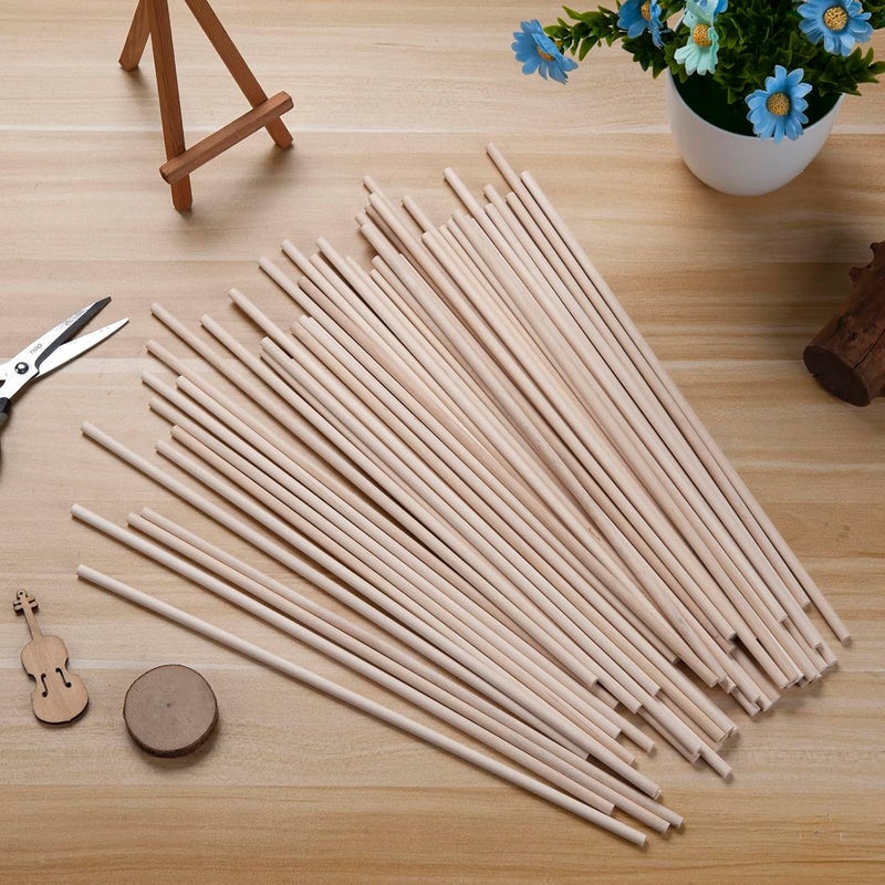 Coowayze Wood Dowel Rods Wooden Dowels for Crafts, 50 PCS 1/4 x 15 Wooden Sticks for Crafts, Round Macrame Dowels, Unfinished Small Wood Sticks for Crafting, Lollipops, Tiered Cake, Photo Booth Props - Image 5